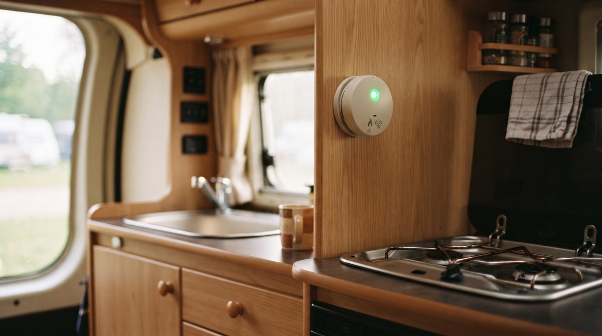 Gaswarner an der Wand im Wohnmobil montiert